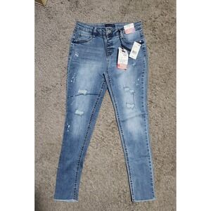 Imperial Star Girls Pull On Jegging Regular Rise Distressed Blue Jeans Size 16